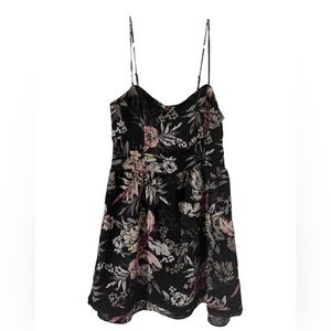 Vera Wang Princess Black Floral Spaghetti Strap Dress